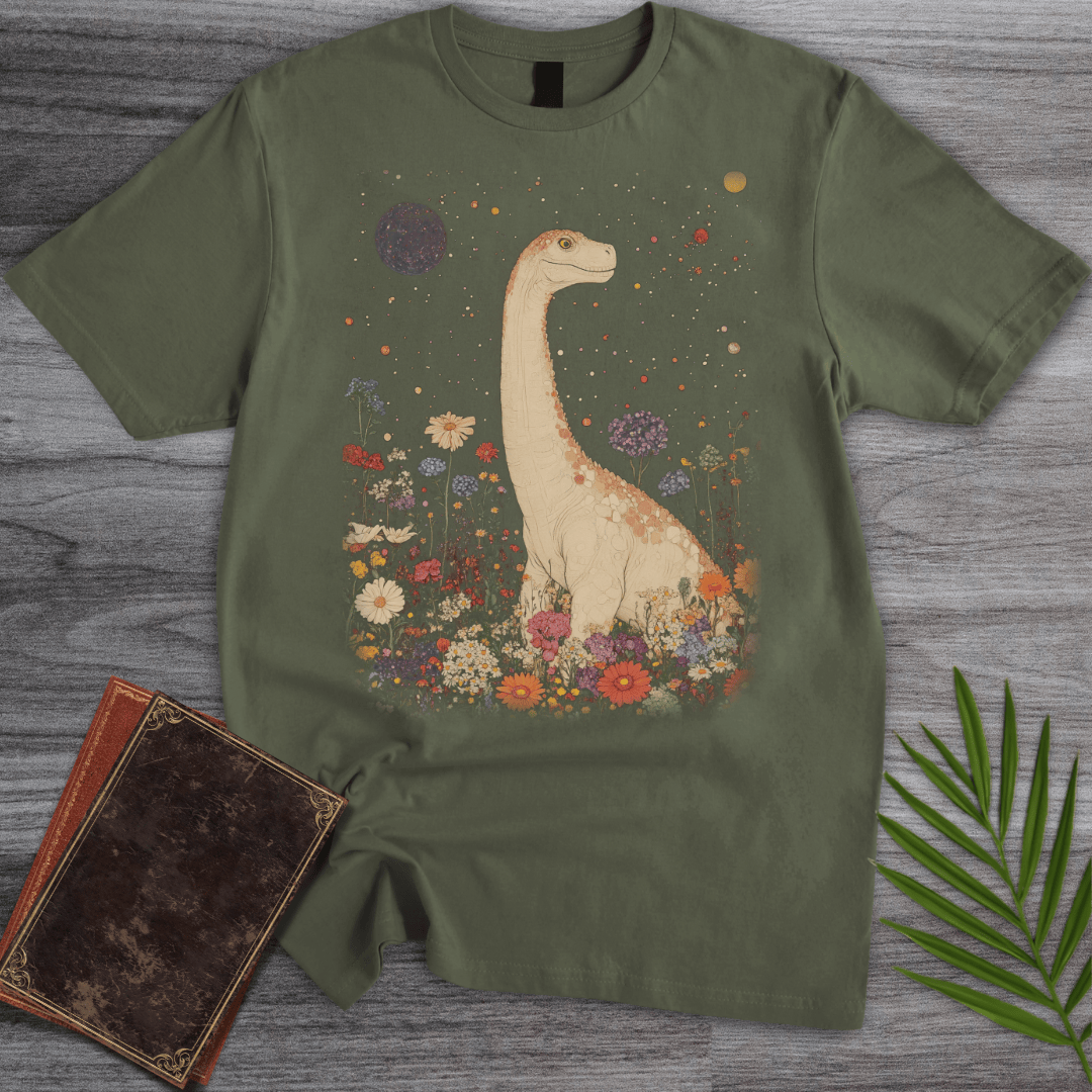 T-Shirt Military Green / S Vintage Floral Longneck T-shirt