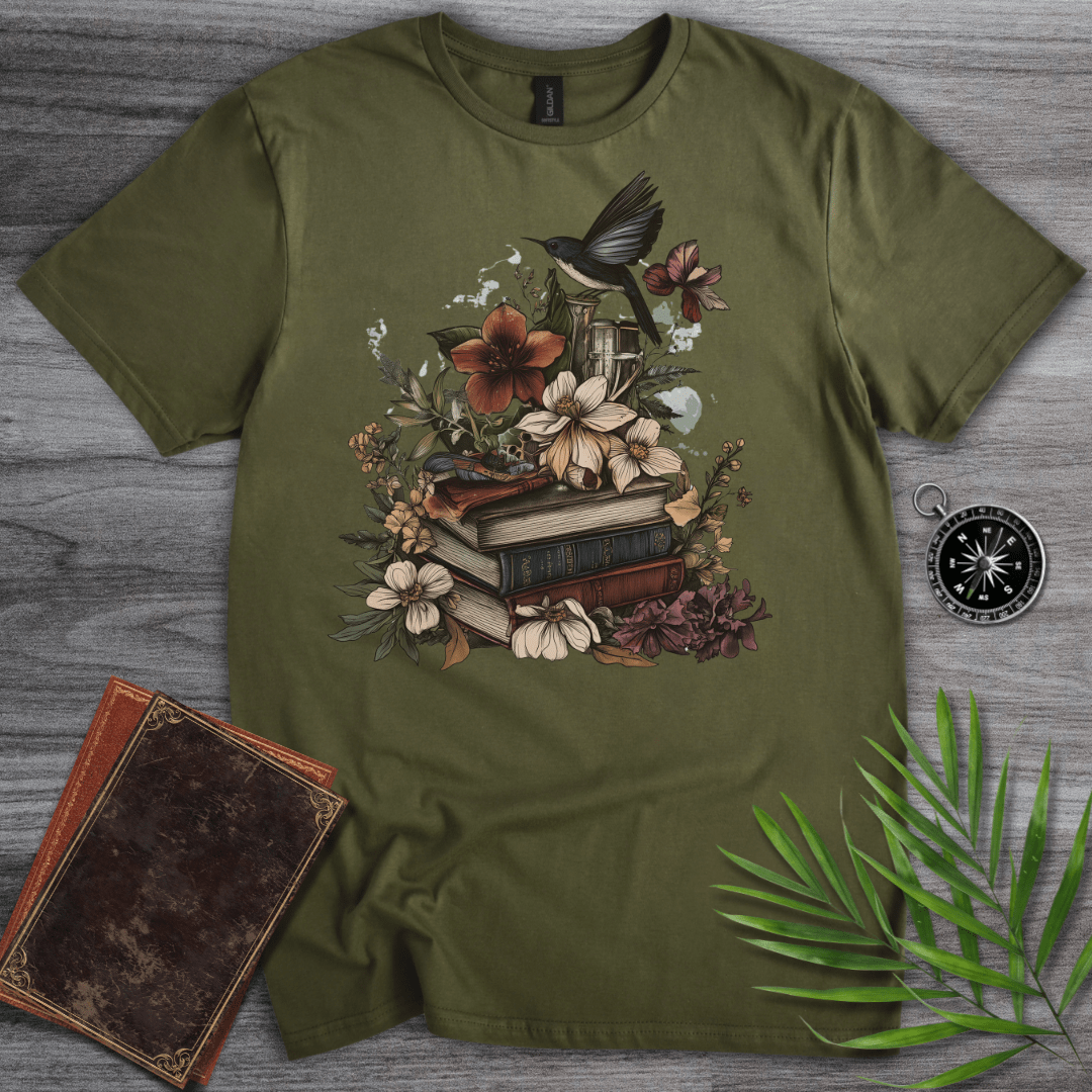 T-Shirt Military Green / S Vintage Floral Nature T-Shirt