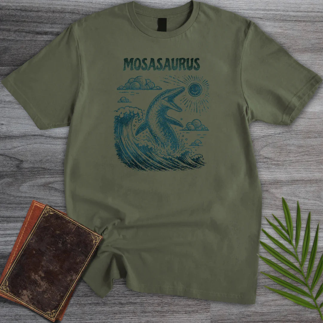T-Shirt Military Green / S Vintage Mosasaurus Beach T-Shirt
