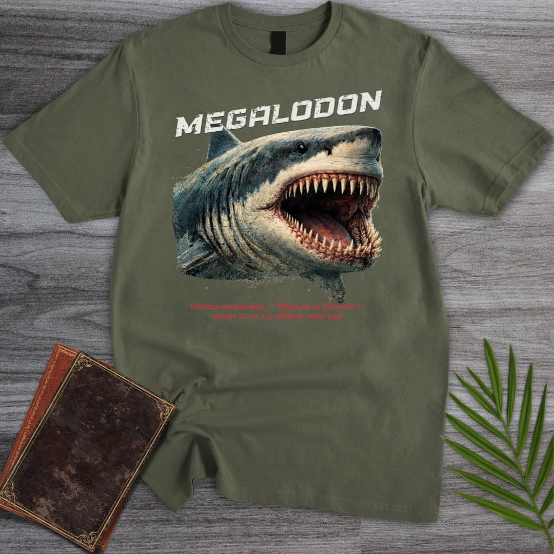T-Shirt Military Green / S Vintage Streetwear Megalodon T-Shirt