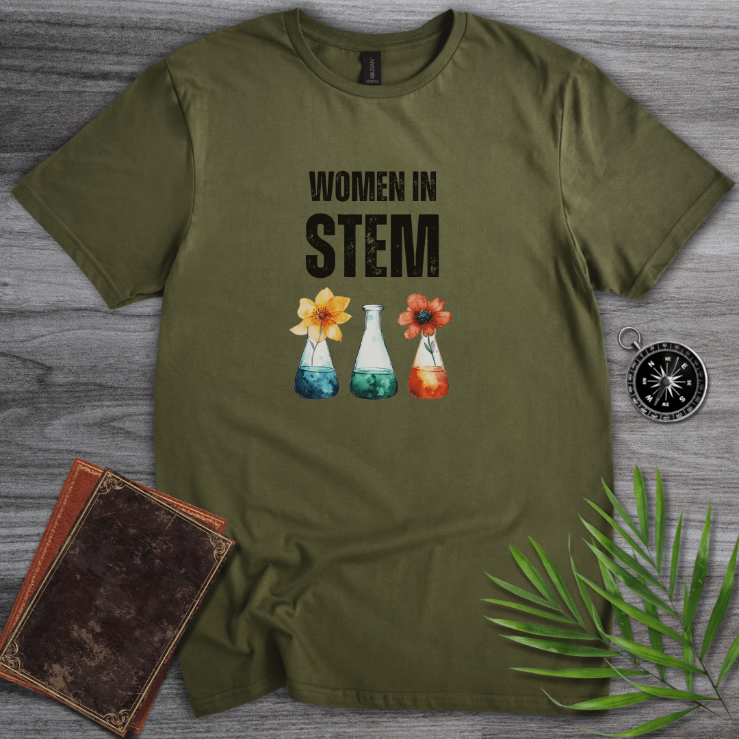 T-Shirt Military Green / S Women in STEM Flower T-Shirt