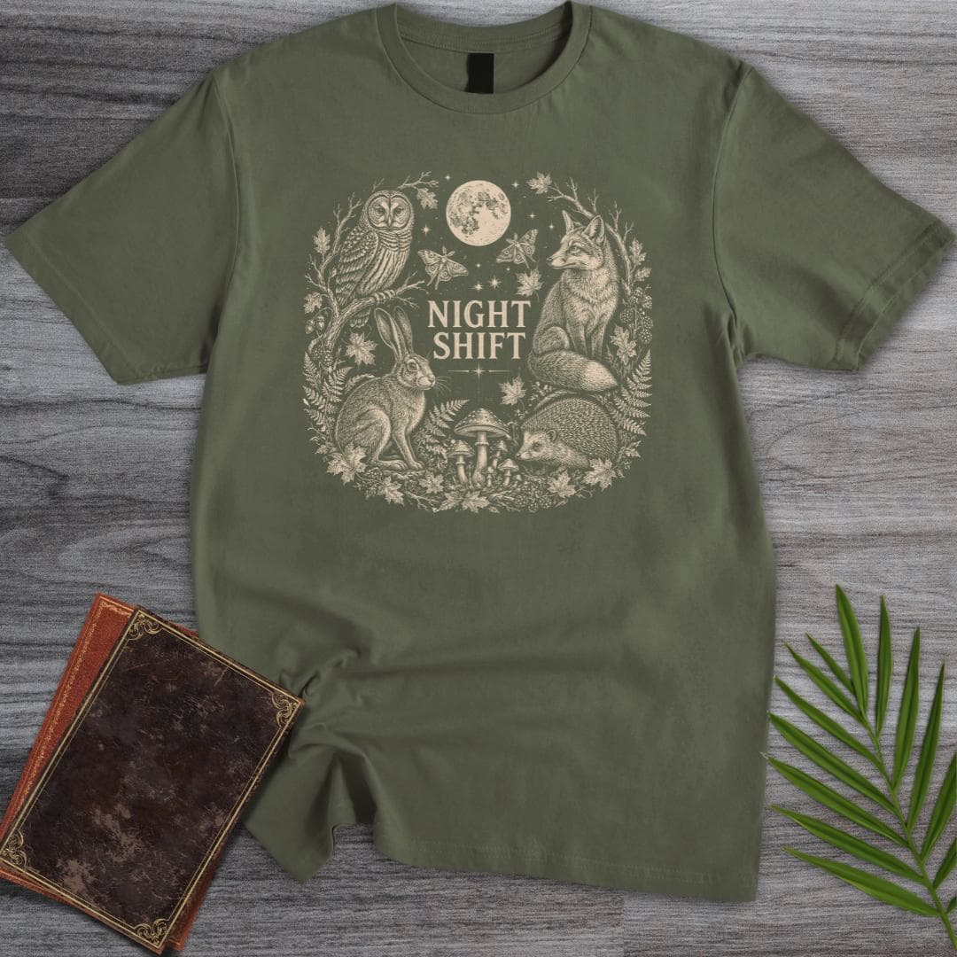 T-Shirt Military Green / S Woodland Nightshift Friends T-Shirt