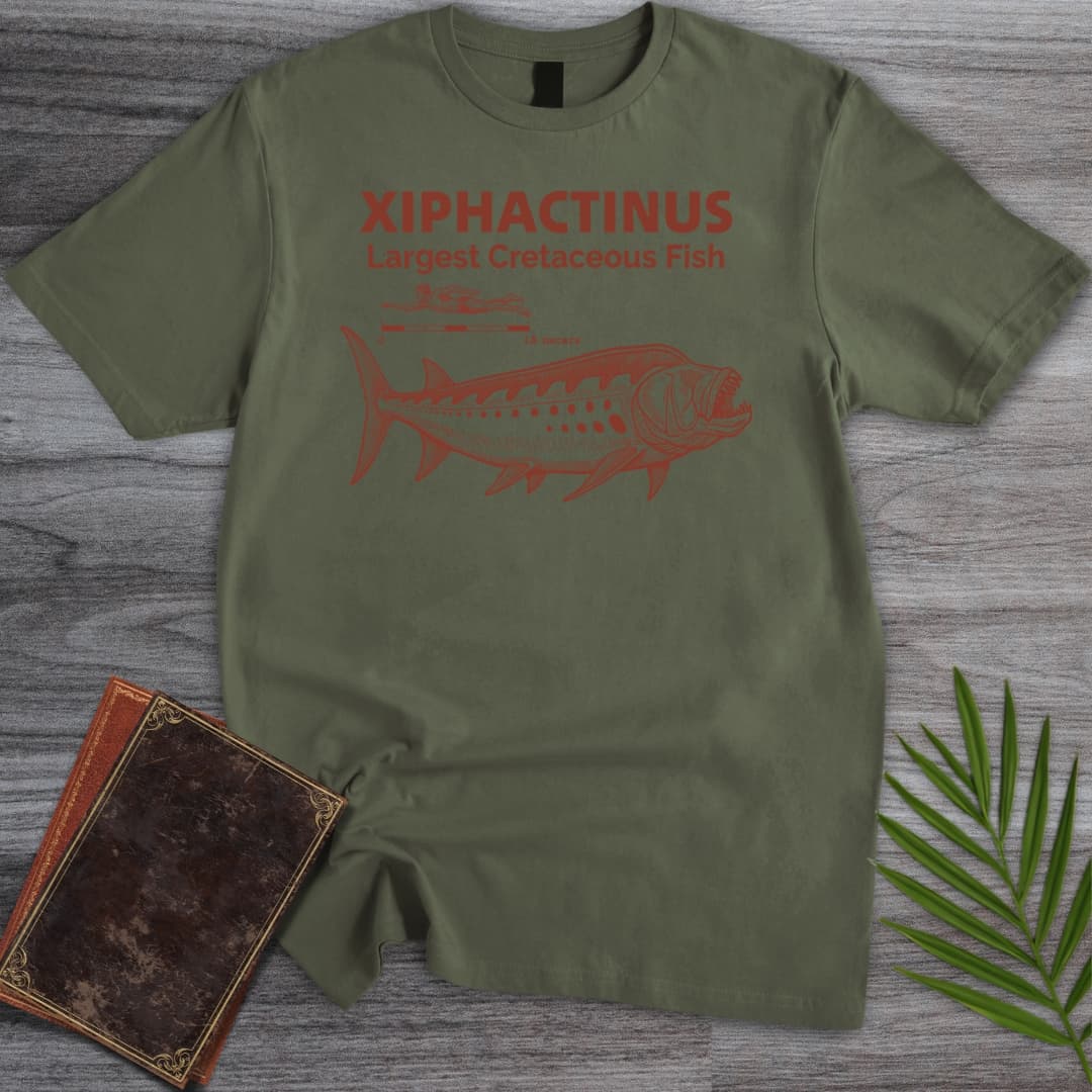 T-Shirt Military Green / S Xiphactinus Largest Cretaceous Fish T-Shirt