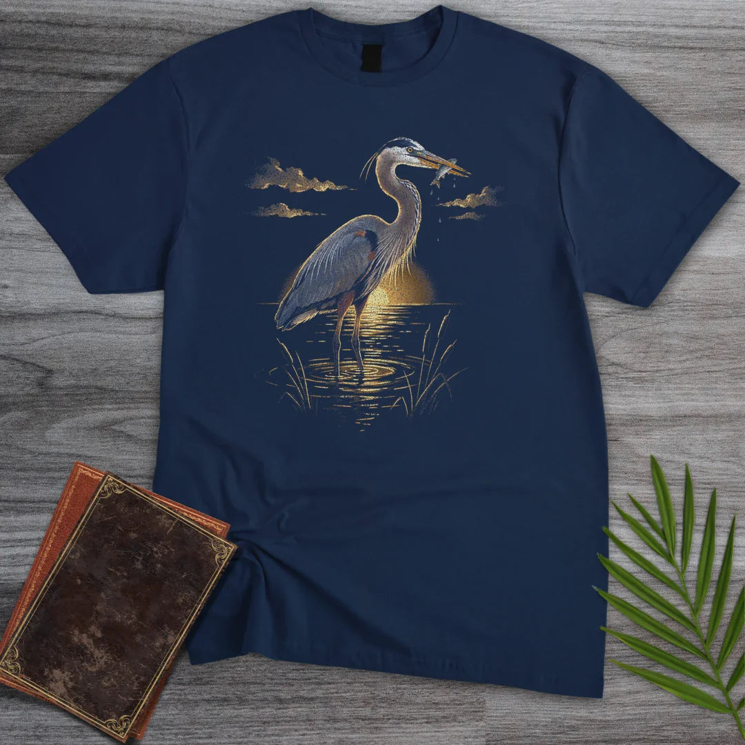 T-Shirt Navy / M Sunrise Catch Heron T-Shirt