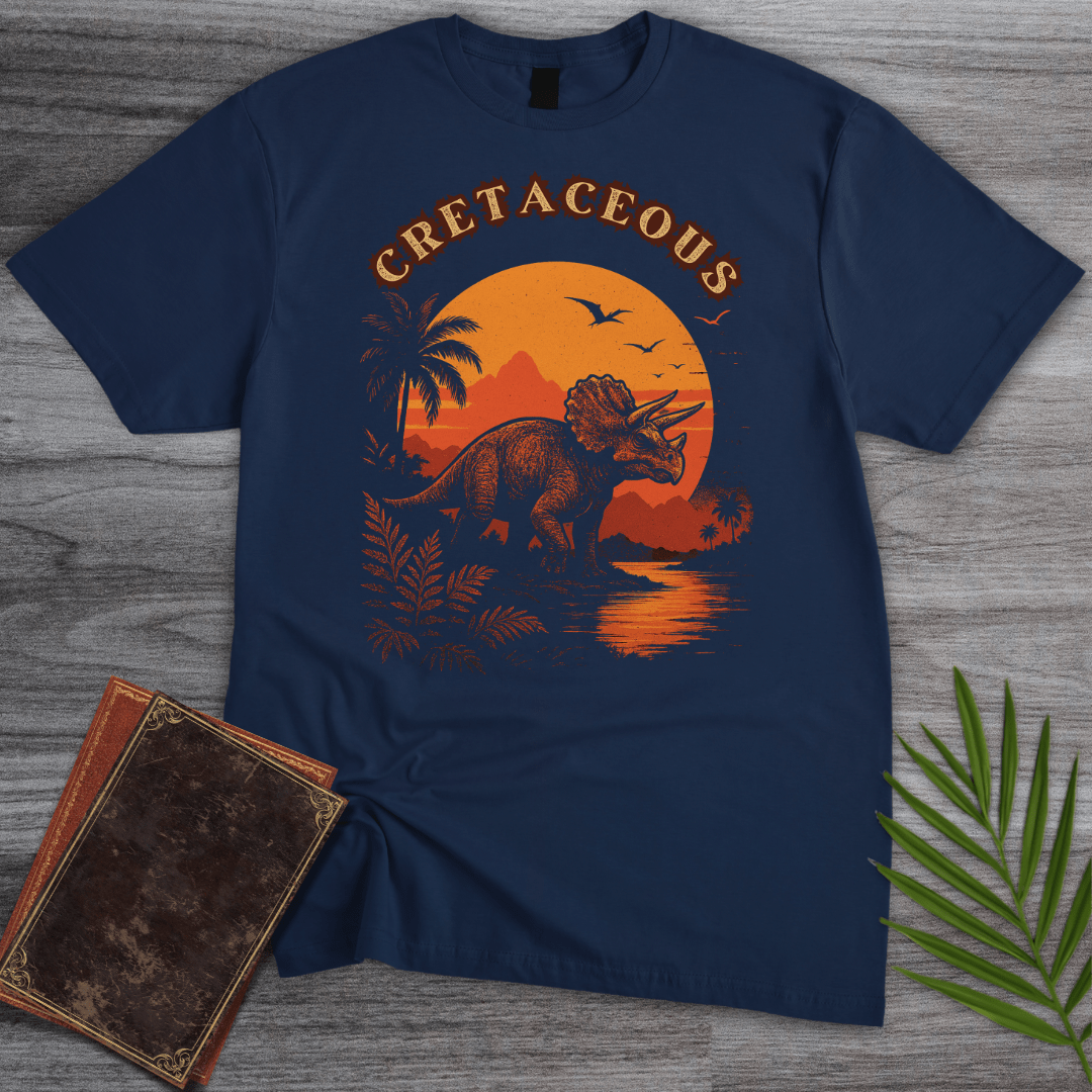 T-Shirt Navy / S 1980's Vintage Cretaceous Triceratops T-Shirt