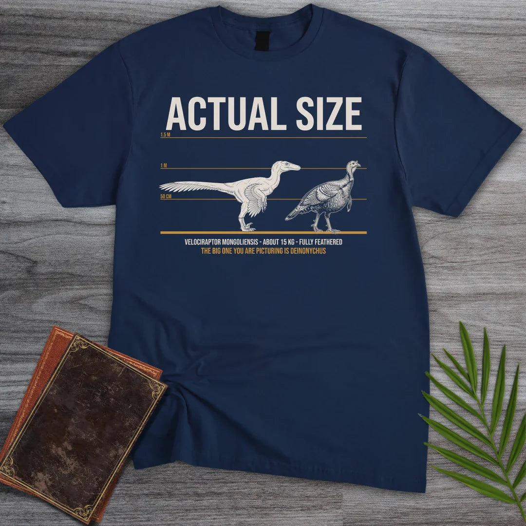 T-Shirt Navy / S Actual Size Velociraptor T-Shirt