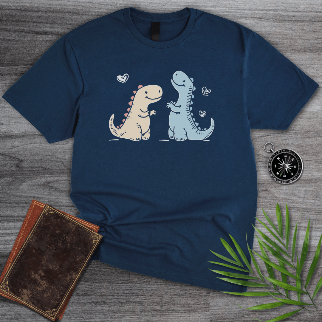 T-Shirt Navy / S Adorable Dinosaur Love Duo T-Shirt