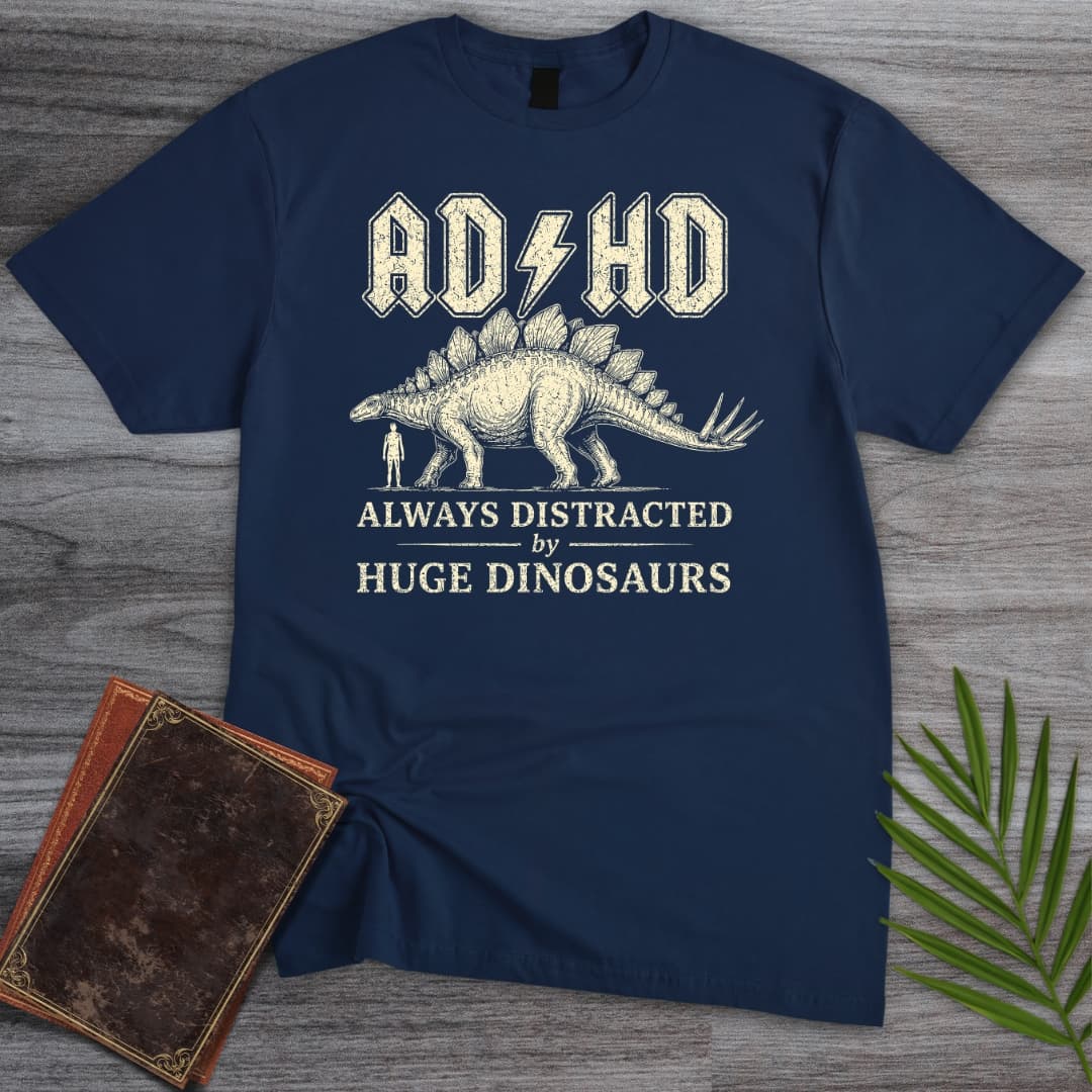 T-Shirt Navy / S Always Distracted by Stegosaurus (ADHD) T-Shirt
