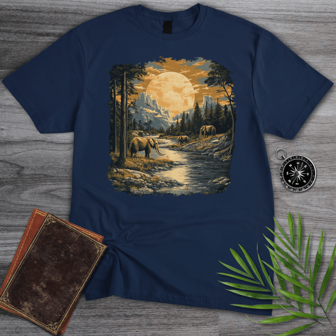 T-Shirt Navy / S Archaic Elephants Moonlit Crossing T-Shirt