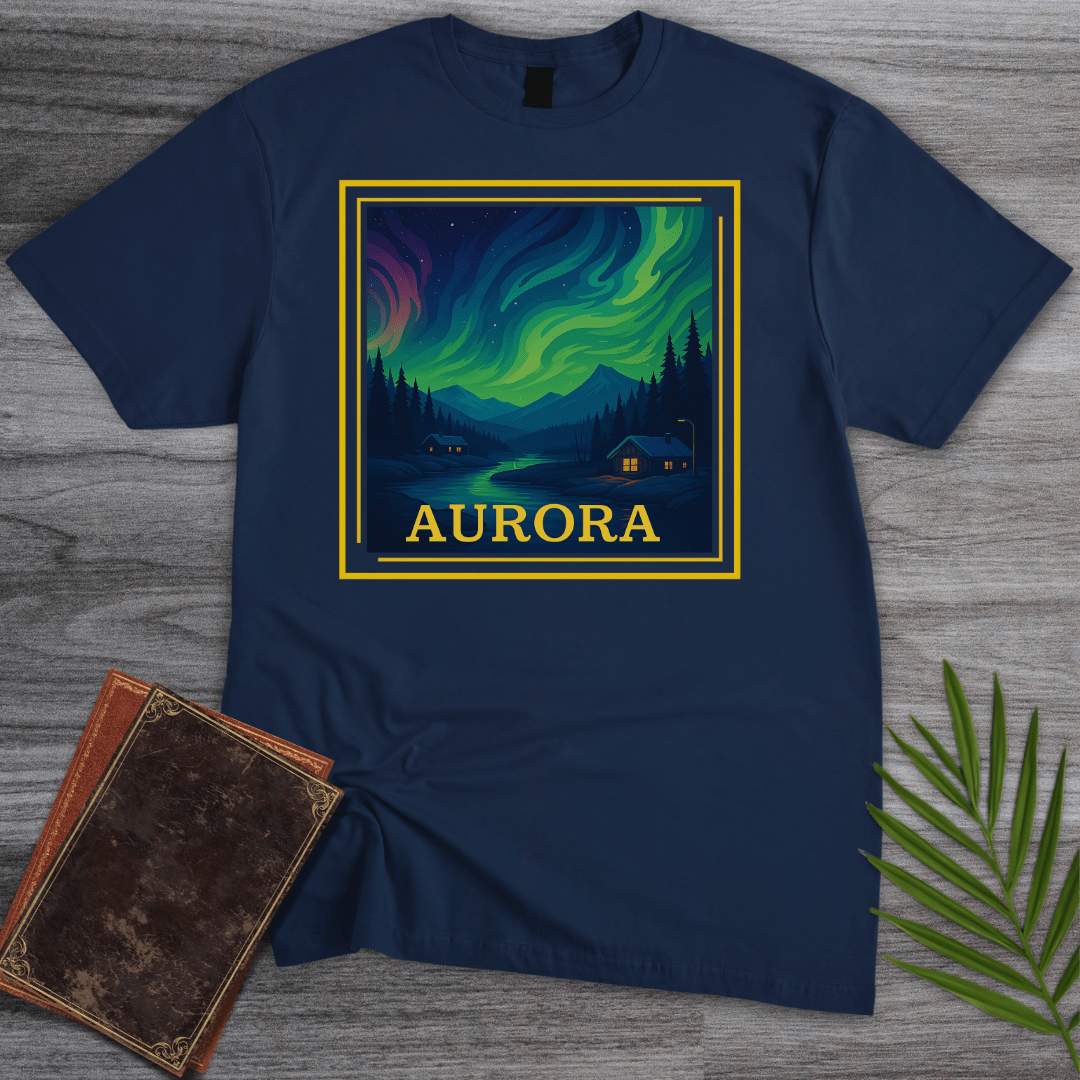 T-Shirt Navy / S Aurora Borealis, Northern Nightscape T-Shirt