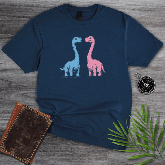 T-Shirt Navy / S Blue & Pink Long Neck Dinosaur T-Shirt