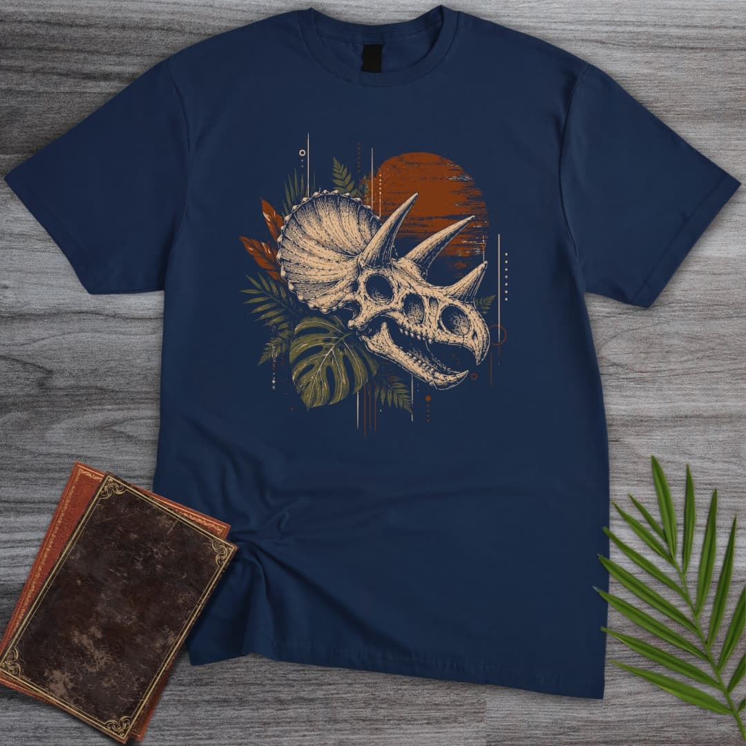 T-Shirt Navy / S Botanical Mesozoic Triceratops T-Shirt