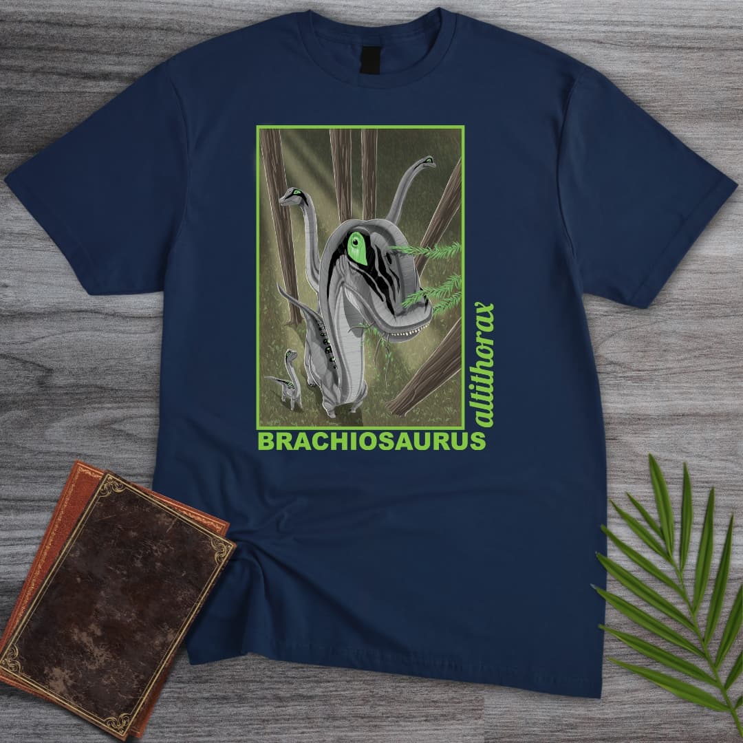 T-Shirt Navy / S Brachiosaurus - Ancient Forest Shadow T-Shirt