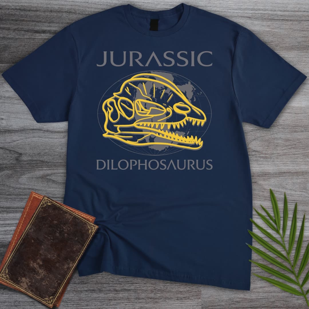 T-Shirt Navy / S Dilophosaurus Jurassic Map T-Shirt