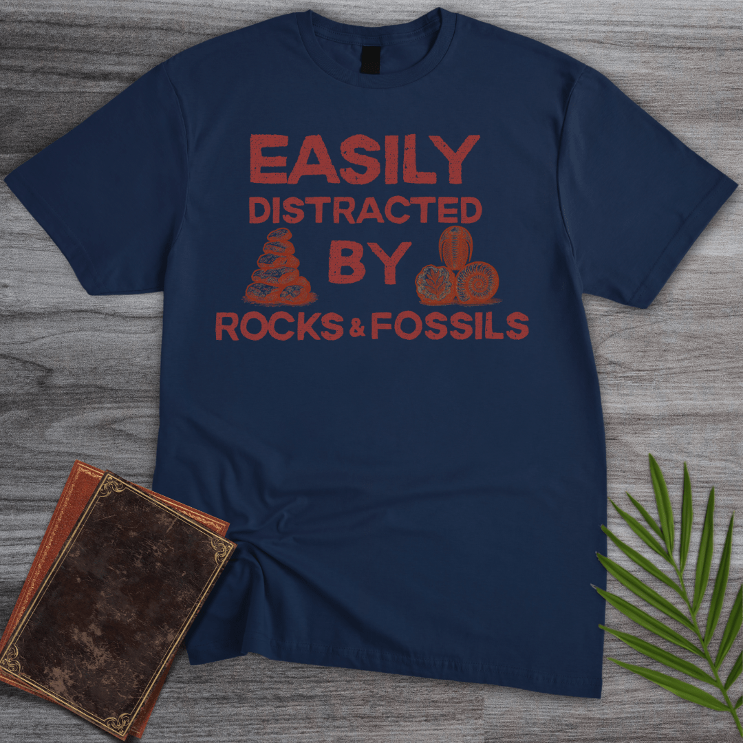 T-Shirt Navy / S Distracted by Rocks & Fossils T-Shirt