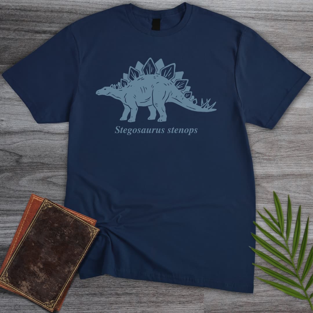 T-Shirt Navy / S Dusty Blue Stegosaurus T-Shirt