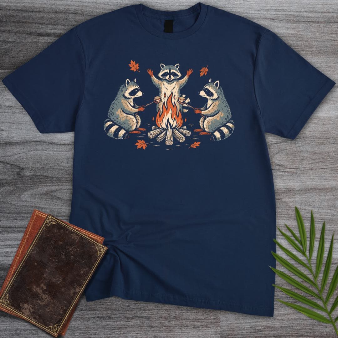 T-Shirt Navy / S Fall Camping Raccoons T-Shirt
