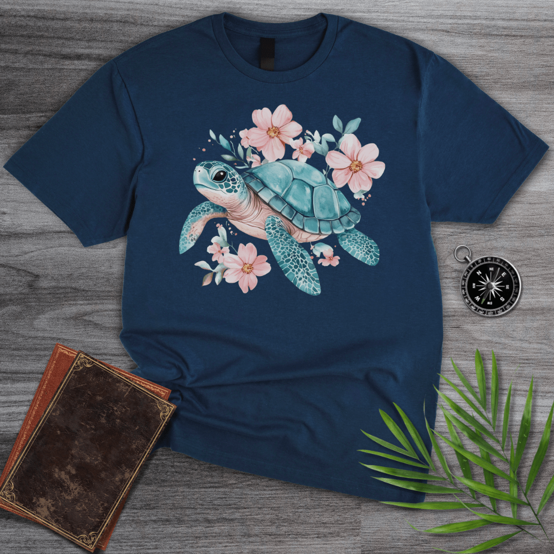 T-Shirt Navy / S Floral Reef Sea Turtle T-Shirt