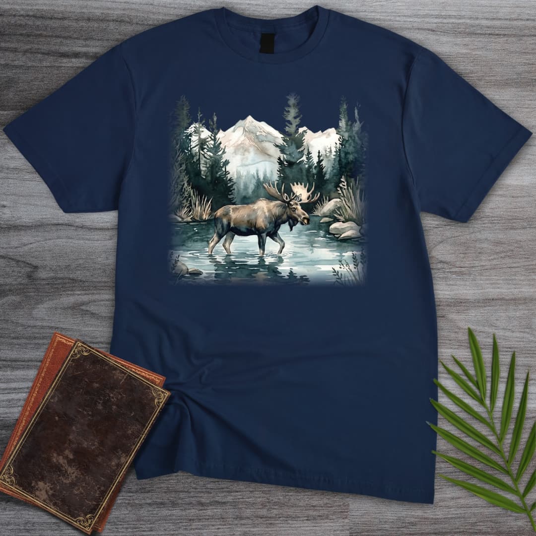 T-Shirt Navy / S Glacial Lake Moose T-Shirt