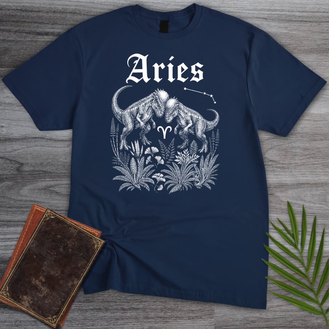 T-Shirt Navy / S Horoscope: Aries Pachycephalosaurus T-Shirt