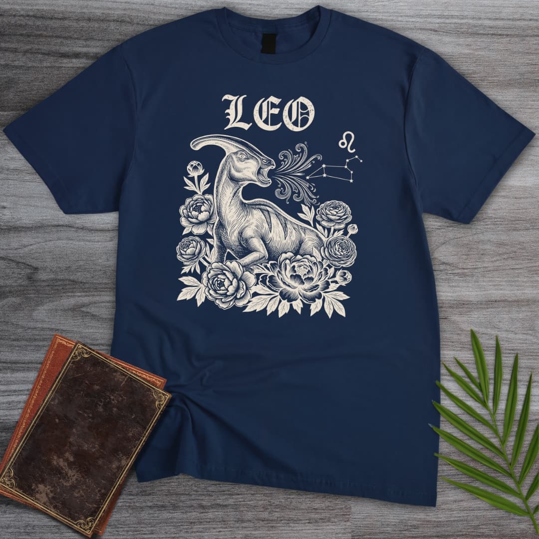T-Shirt Navy / S Horoscope: Leo Parasaurolophus T-Shirt