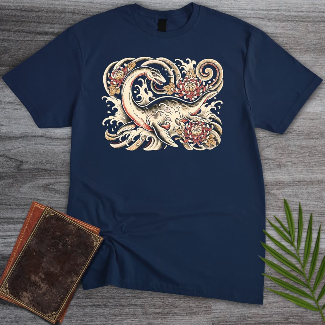 T-Shirt Navy / S Japanese Irezumi Plesiosaur T-Shirt