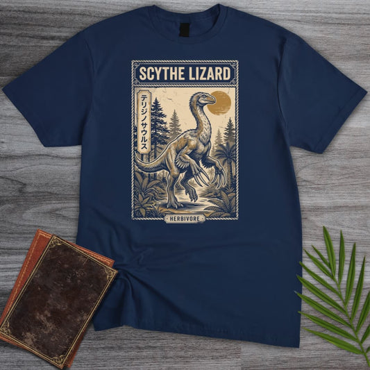 T-Shirt Navy / S Japanese Woodblock Therizinosaurus T-Shirt