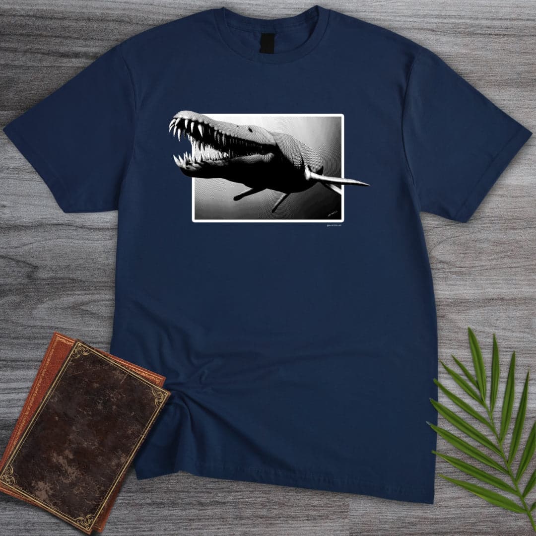 T-Shirt Navy / S Liopleurodon, Short Necked Plesiosaur T-Shirt (palaeoden_art)
