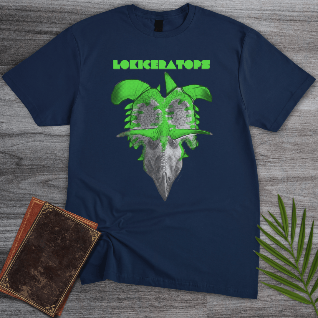 T-Shirt Navy / S Lokiceratops Centrosaurine Ceratopsian T-Shirt (palaeoden_art)