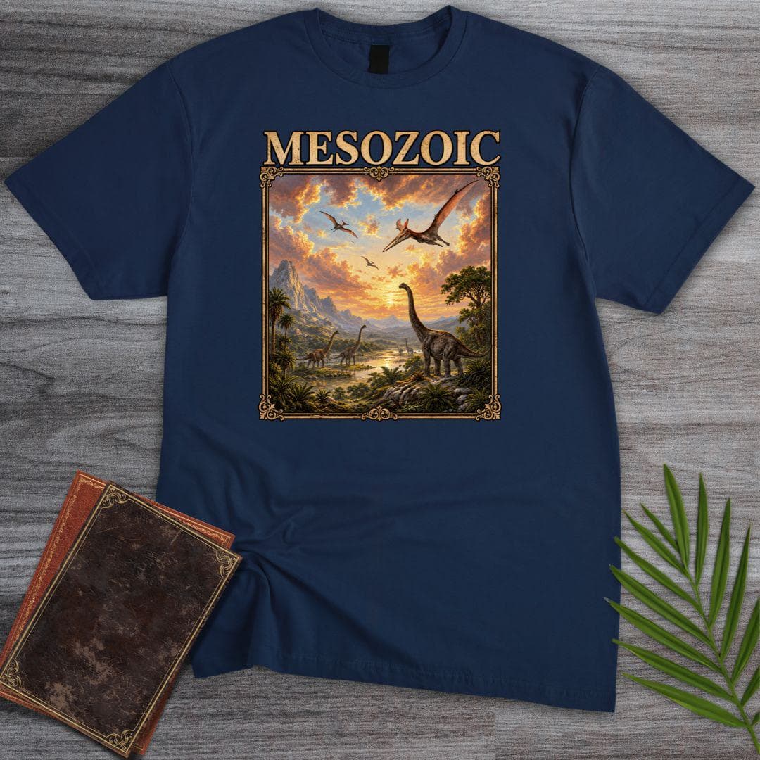 T-Shirt Navy / S Mesozoic Dinosaur Landscape T-Shirt