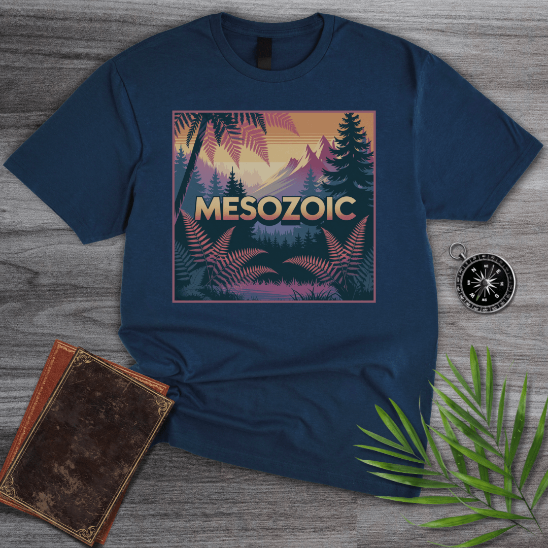T-Shirt Navy / S MESOZOIC: Prehistoric Sunset Jungle Scene