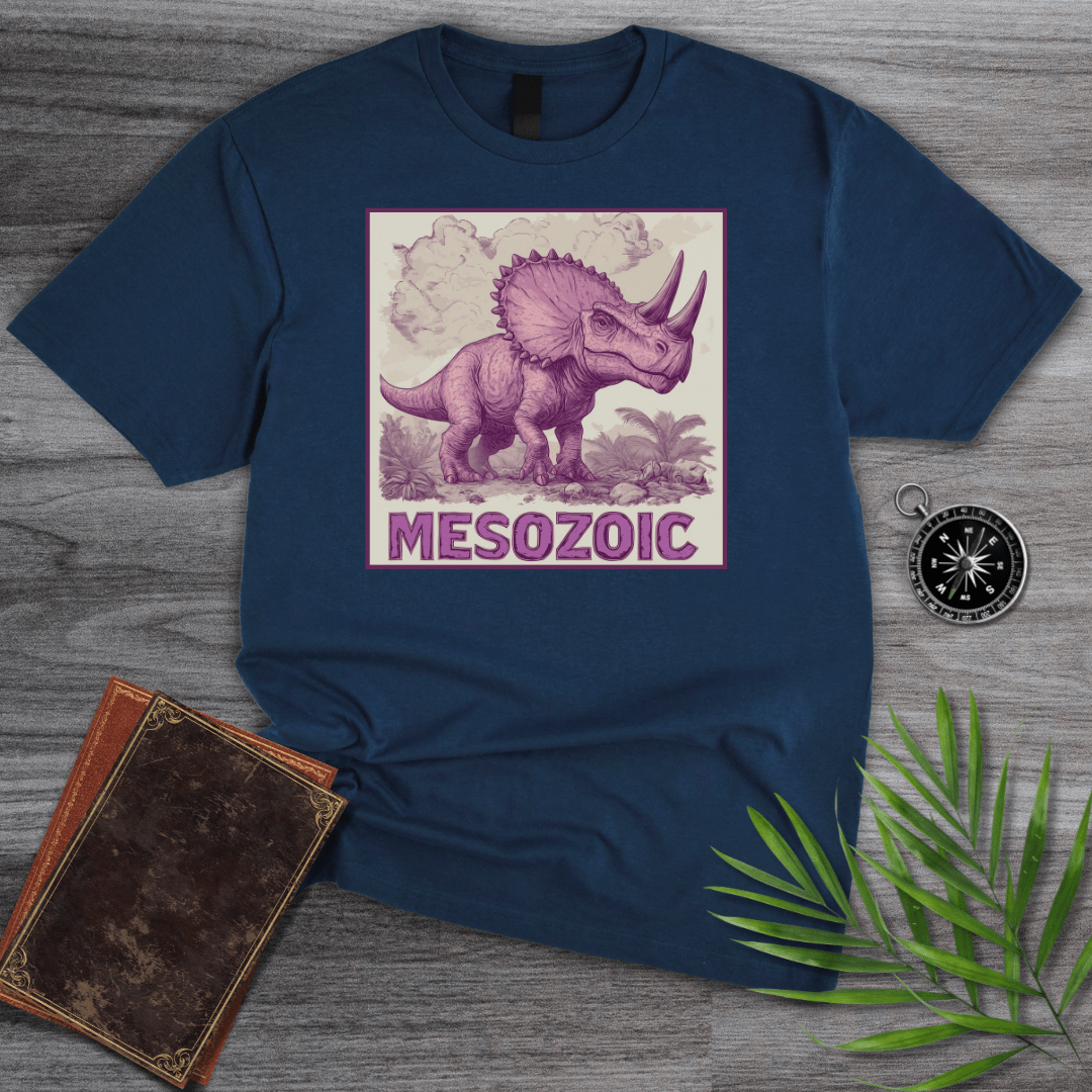 T-Shirt Navy / S Mesozoic Triceratops Dinosaur Environment T-Shirt