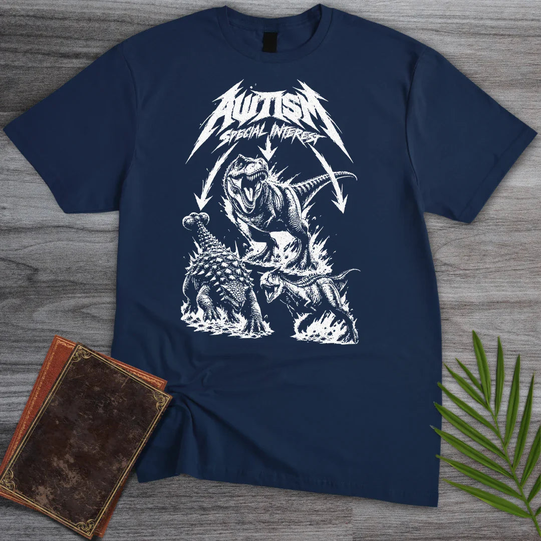 T-Shirt Navy / S Metal Autism Dinosaur T-Shirt