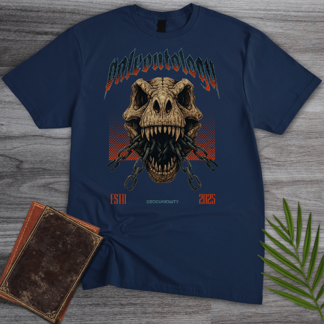 T-Shirt Navy / S Metal T-Rex Skull and Chains T-Shirt