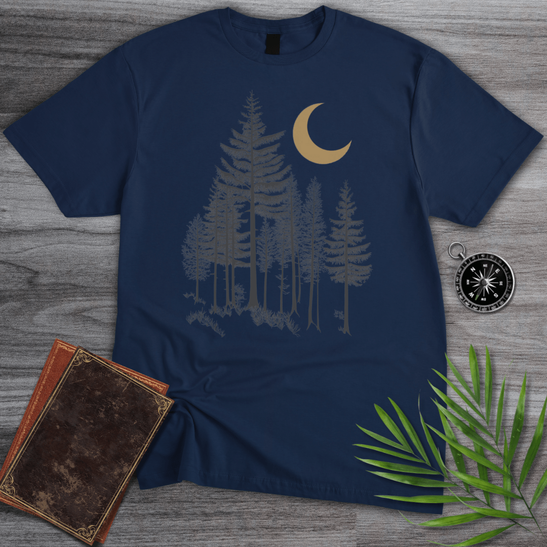 T-Shirt Navy / S Midnight Pine Moon Forest T-Shirt