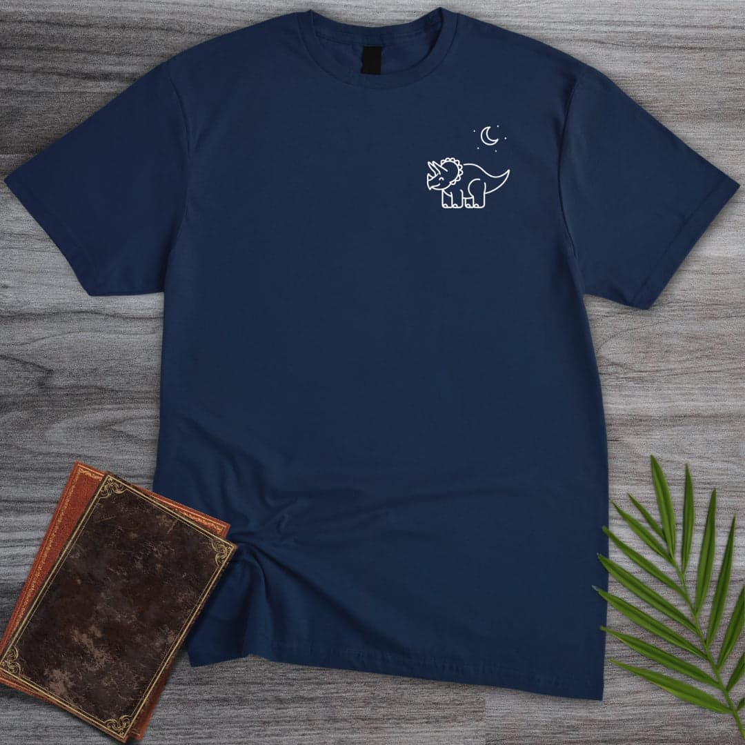 T-Shirt Navy / S Minimalist Crescent Moon Triceratops T-Shirt