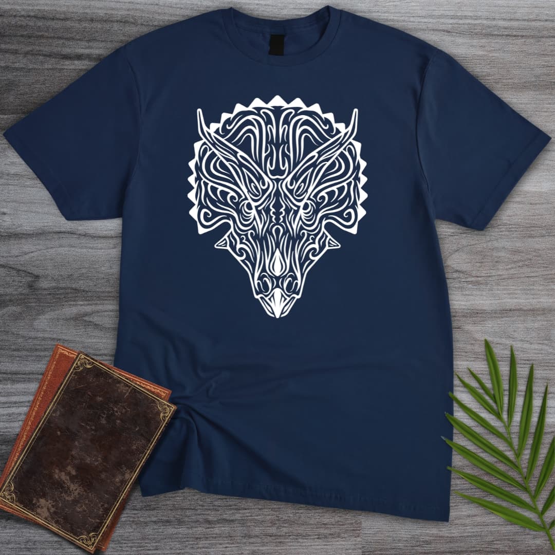 T-Shirt Navy / S Minimalist Three-Horned-Face T-Shirt