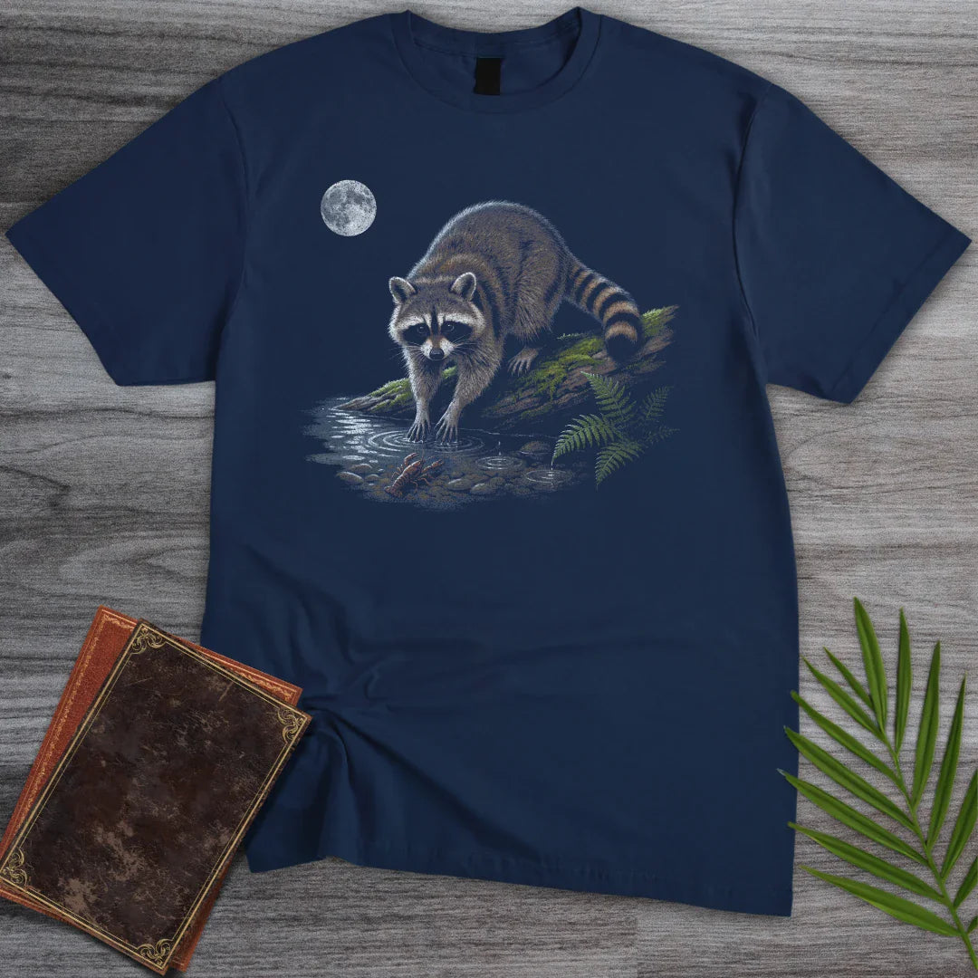 T-Shirt Navy / S Moonlit Creek Raccoon T-Shirt