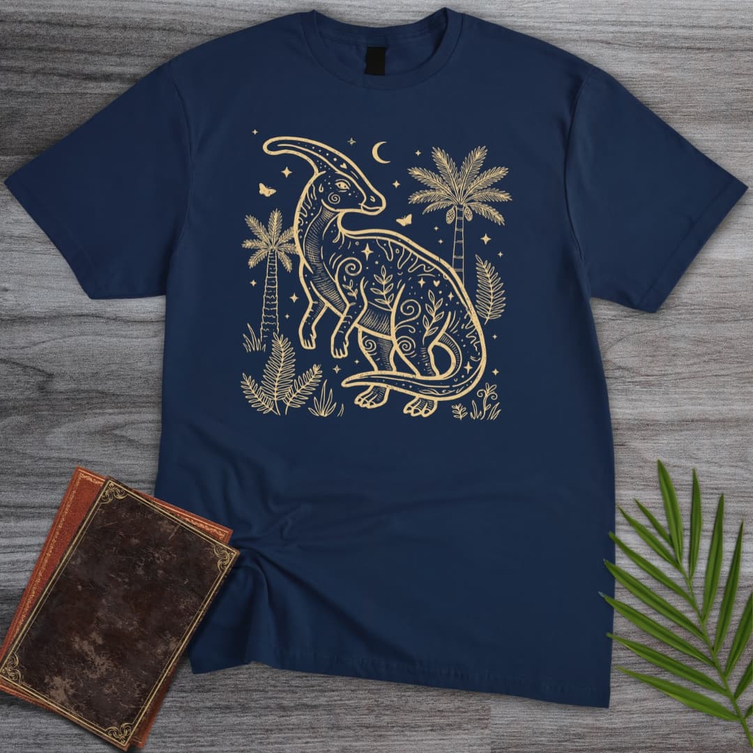 T-Shirt Navy / S Moonlit Parasaurolophus T-Shirt