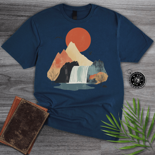 T-Shirt Navy / S Mountain Waterfall Serenity T-Shirt