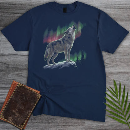 T-Shirt Navy / S Northern Lights Wolf T-Shirt