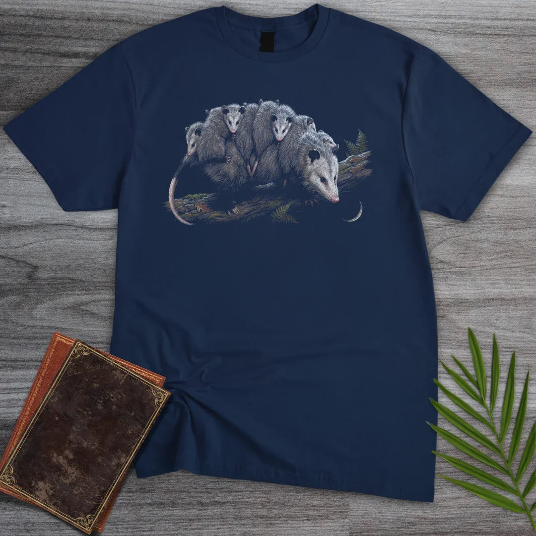 T-Shirt Navy / S Opossum Piggyback Ride T-Shirt
