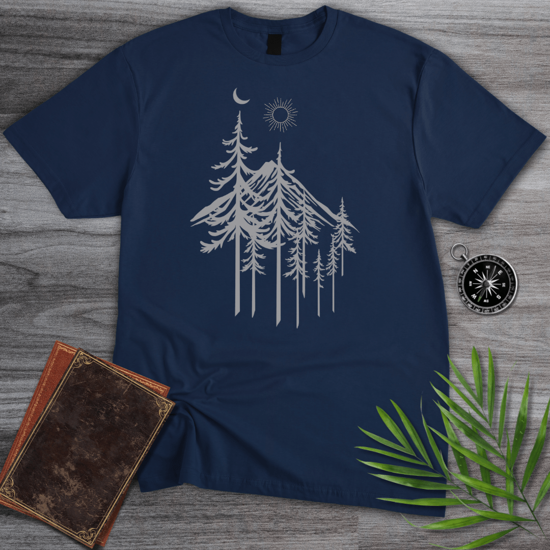 T-Shirt Navy / S Pine Forest Sun and Moon T-Shirt