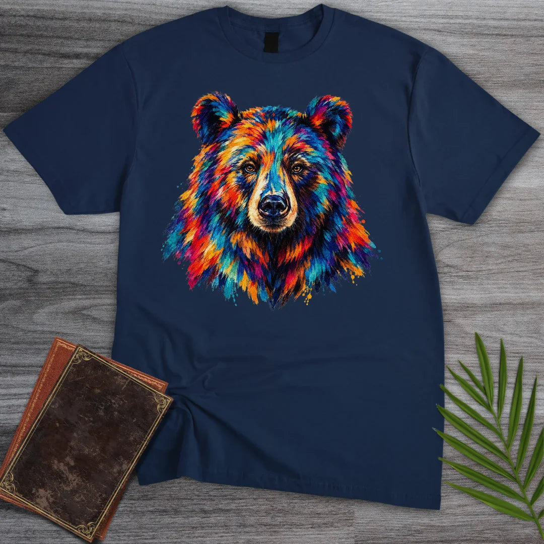 T-Shirt Navy / S Rainbow Grizzly Bear T-Shirt