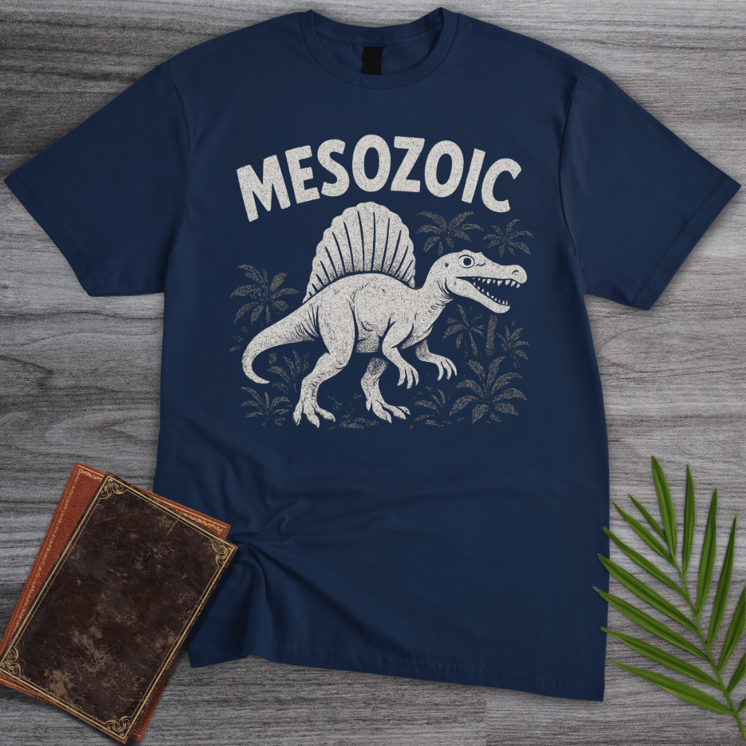T-Shirt Navy / S Retro Mesozoic Spinosaurus Cartoon T-Shirt