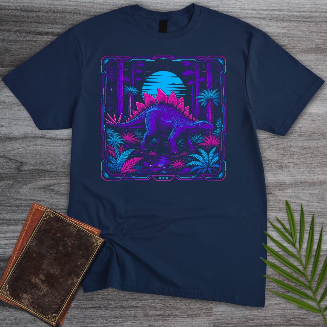 T-Shirt Navy / S Stegosaurus Cyber Time T-Shirt