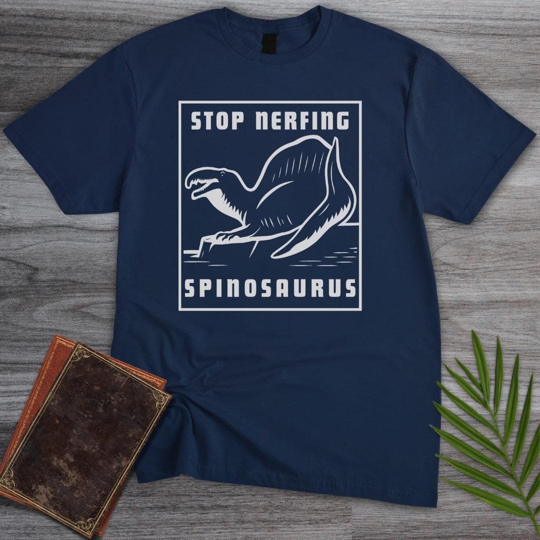 T-Shirt Navy / S Stop Nerfing Spinosaurus T-Shirt