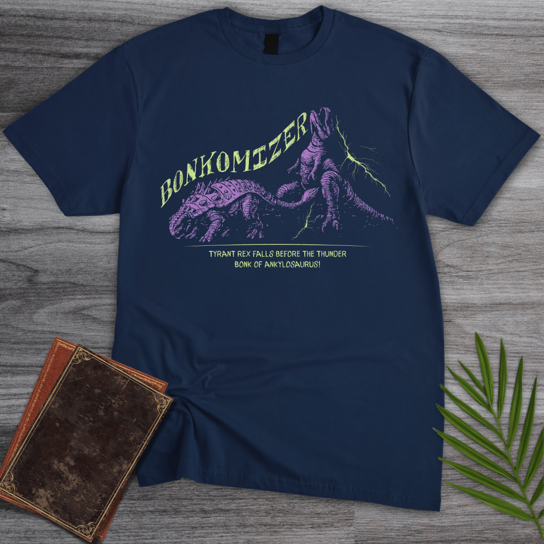 T-Shirt Navy / S Thunder Bonkomizer: Ankylosaurus vs T.Rex T-Shirt