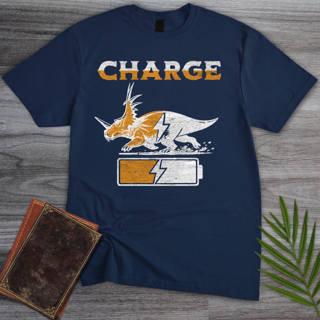 T-Shirt Navy / S Vintage Charging Styracosaurus T-Shirt