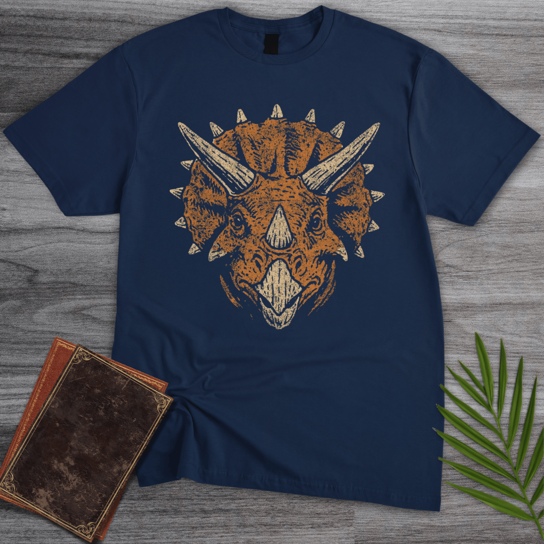 T-Shirt Navy / S Vintage Cretaceous Triceratops Charge T-Shirt